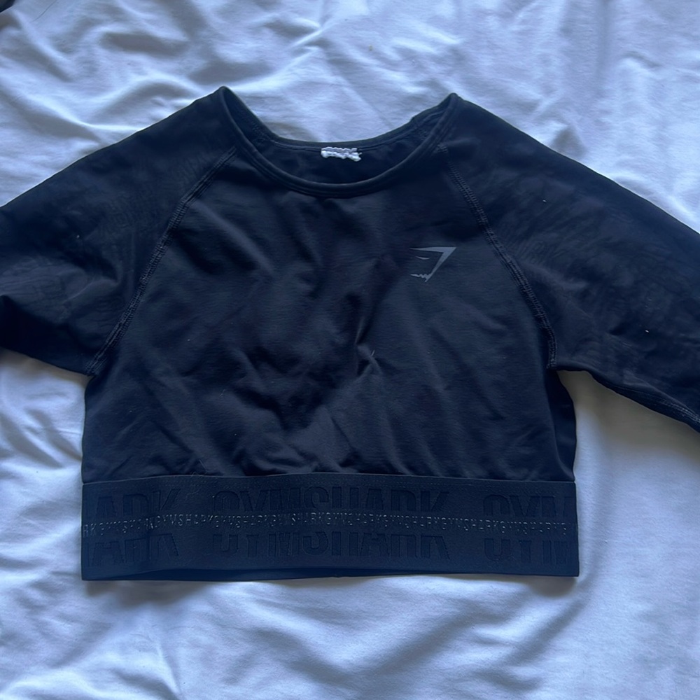 Gymshark tight black long sleeve crop top work out top